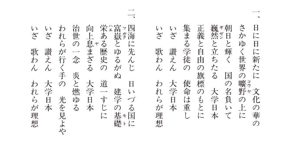 日本大学校歌歌詞